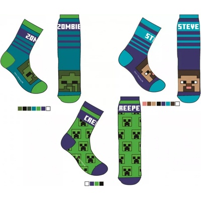 MINECRAFT Ponožky chlapecké 3pack