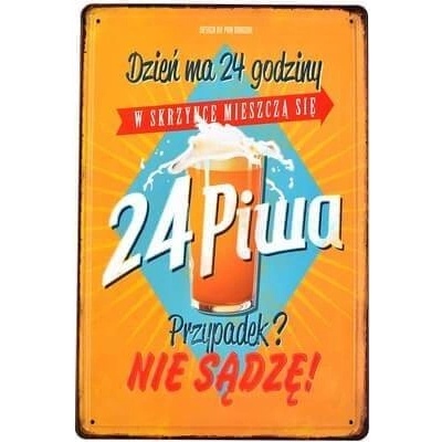 Ceduľa 24 Piwa Vintage style 30cm x 20cm Plechová tabuľa