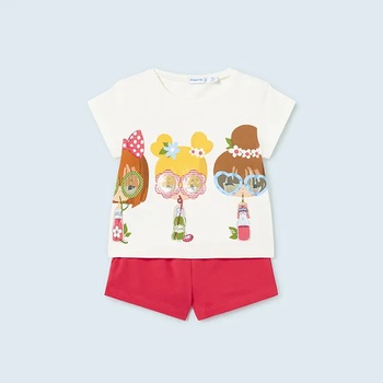 Image 1 of Mayoral Комплект къси панталони в коралово и тениска за бебе момиче Майорал