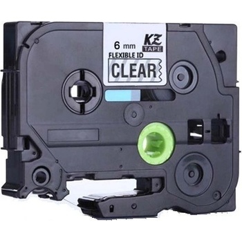 Pro Brother Съвместима лента с Brother TZ-FX111 / TZe-FX111, 6mm x 8m, гъвкави, черен печат / прозрачен субстрат (TZeFX111)