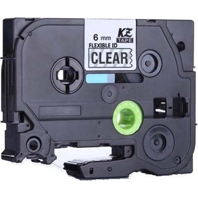 Compatible Съвместима лента с Brother TZ-FX111 / TZe-FX111, 6mm x 8m, гъвкави, черен печат / прозрачен субстрат (TZeFX111)