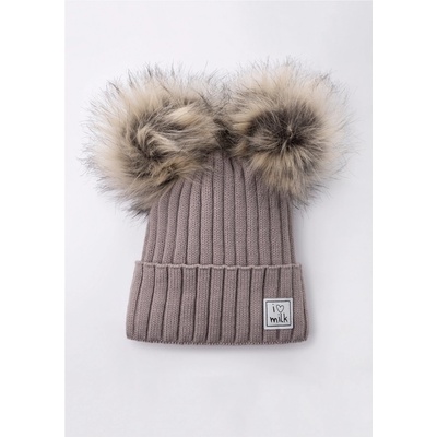 I love milk Zimná čiapka Beanie s brmbolcom latte