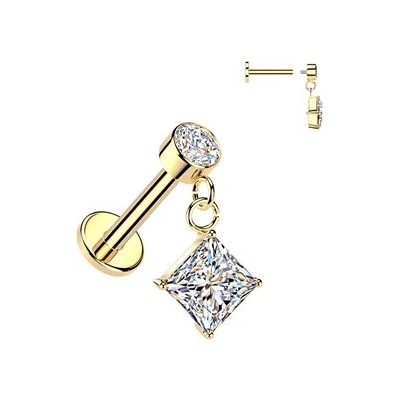 Šperky4U Zlacný piercing do ucha labreta LB1145-GD