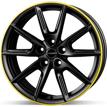 Borbet LX 8x18 5x112 ET44 matt black rim yellow