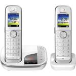Panasonic KX-TGJ322GW family telephone with answering machine (cordless telephone duo, low radiation, call protection, DECT base station) black/white (KX-TGJ322GW) Телефонни апарати