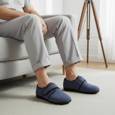 OrtoMed pánske papuče na suchý zips 6092 L238 modré
