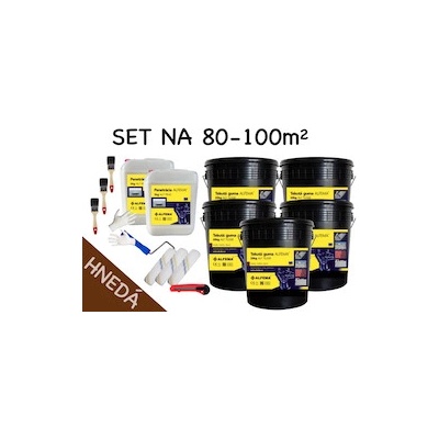 SET na 80-100m2 (110kg) - 5xTekutá guma ALFEMA TG500 hnedá 20 kg, 2x Penetrácia ALF PR40 5kg, 2x Geotextília malá, náradie