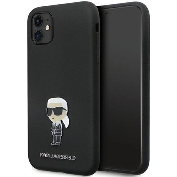 KARL LAGERFELD Кейс Karl Lagerfeld KLHCN61SMHKNPK за iPhone 11 / Xr, черен, Silicone Ikonik Metal Pin (KXG0074213)