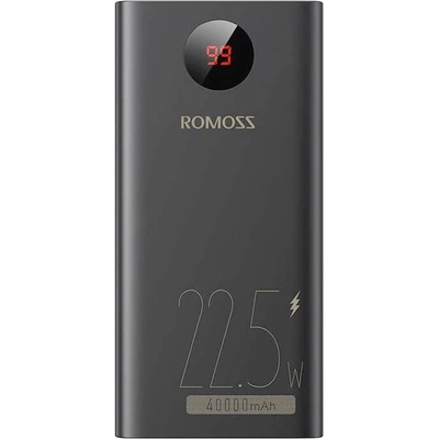ROMOSS PEA40PF Digital Display Power Bank 22.5W 40000 mAh - външна батерия с два USB-A и един USB-C изходи и технология за бързо зареждане (черен)