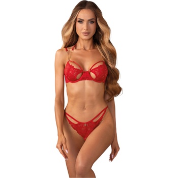 Obsessive Matildea - дантелен сутиен комплект (червен) - L/XL