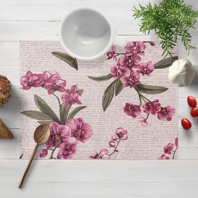 Biante Bavlnené prestieranie Sandra SA-635 Ružovofialové orchidey na bielom 30x40 cm