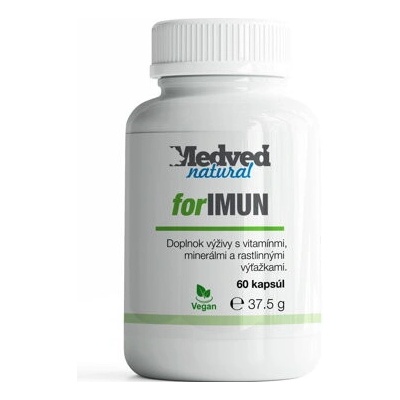 Medveď Natural forIMUN s Vitamínom C Vitamínom D zinkom a extraktom z cistusu 60 kapsúl