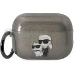 Karl Lagerfeld AirPods Pro 2 черен калъф с брокатено лого Karl&Choupette (KLAP2HNKCTGK)