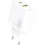 Dudao A27TEU мрежово зарядно устройство с USB+Type-C изход, 30 W, PD бързо зареждане, БЯЛО GP-190568 (GP-190568)