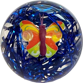 Super Duper svietiaca skákajúca loptička motýľ 6 cm Modrý