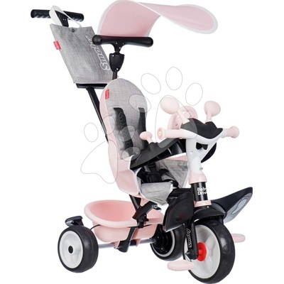 Smoby a kočík v jednom s brzdou Baby Driver Pink Tricycle s intuitívnym ovládaním a tichými EVA kolesami ružová