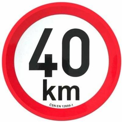 omezení rychlosti 40 km retroreflexní průměr 200 mm (na přívěsy)