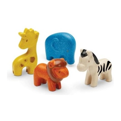Plan Toys - Комплект дървени фигурки - Диви животни (6128_1)