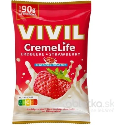 VIVIL Creme Life Jahodové, smotanové cukríky bez cukru 90 g