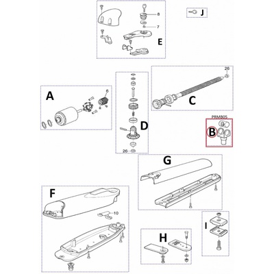 PRMB05 kit vidlička a matica pre MB4015/ MB4615/ MB5015/ MB5016/ WG5024/ WG3524/ MB4024/ MB5024