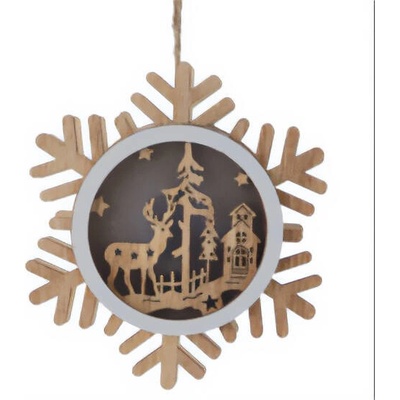 Home Styling Collection Dřevěná vánoční dekorace k zavěšení 12 cm béžová