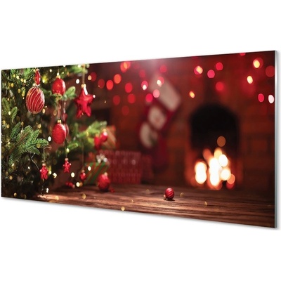 Obraz na skle Ozdoby vánoční strom dárky 100x50 cm – Hledejceny.cz