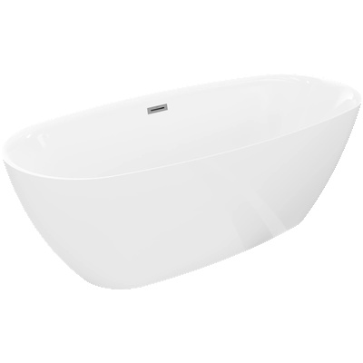 Mexen Luvo Slim свободно стояща вана 170 x 75 cm, бяла, преливник сив металик - 52801707500-95 (52801707500-95)