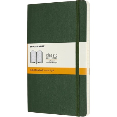 Moleskine L, měkké desky linkovaný zelený