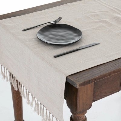 Tom Linen stolný bežec so strapcami Warsa Oatmeal II 65x140cm