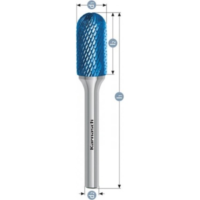 Karnasch Professional Tools Válcová fréza na kov Karnasch D 6,0×18 S6 L100 mm, se zaoblenými hranami, povlakovaná, HP-4
