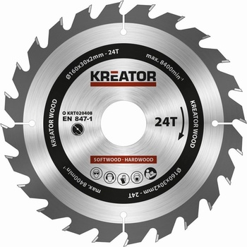 Kreator KRT020408 Pílový kotúč na drevo 160mm, 24T