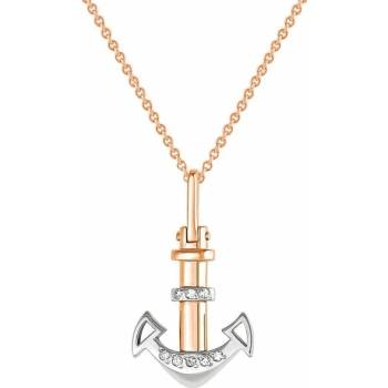 Eppi Strieborný prívesok kotva s lab-grown diamantmi Anchore P44315