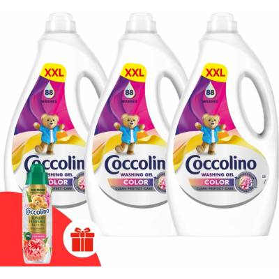 Coccolino Color prací gel 3 x 3,52 l 264 PD + Darček Coccolino First Blooms Parfum na pranie 460 ml