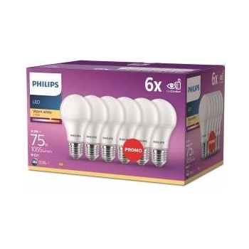 Philips LED Classic E27 6-er Pack (75 W) - 8720169324671