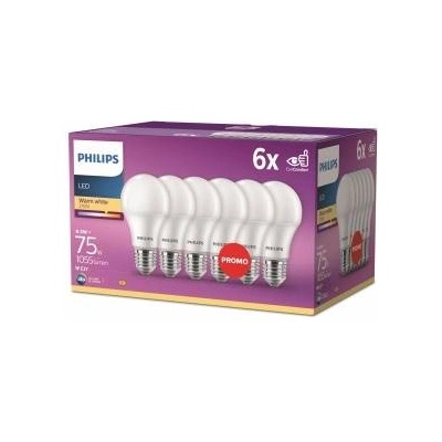 Philips LED Classic E27 6-er Pack (75 W) - 8720169324671