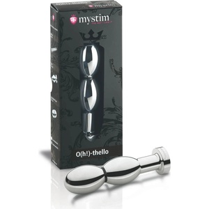 mystim O(h! )-thello - електро анален плъг със сфери - сребрист - lovesexshop