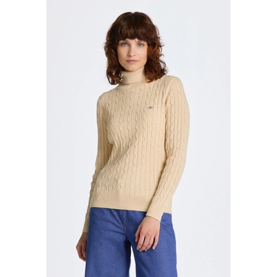 Gant rolák STRETCH COTTON CABLE TURTLENECK biela