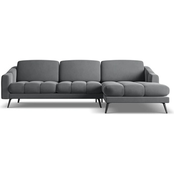 makamii Сив кадифен ъглов диван (десен ъгъл) Nalu - Makamii (NALU_RC_1_M1_C21)