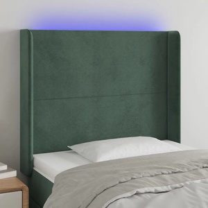 vidaXL LED горна табла за легло, тъмнозелена, 83x16x118/128 см, кадифе (3123801)