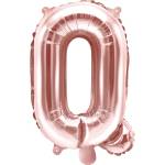PartyDeco Балон от фолио Mini - Буква Q 35см розово златен
