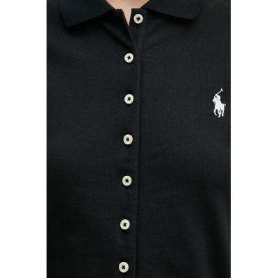 Риза Polo Ralph Lauren дамска в черно с кройка по тялото с класическа яка 211941176 (211941176)