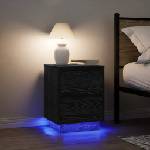 vidaXL Нощни шкафчета с LED осветление 2 бр. , черни 38x34x50 cm (861286)