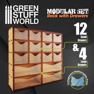 Green Stuff World MDF Vertical rack with 16 Drawers / MDF vertikální regál s 16 zásuvkami – Hledejceny.cz