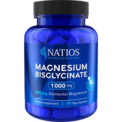 Natios Magnesium Bisglycinate 1000 mg + B6 90 veg. kapslí elem. hořčík 200 mg – Zbozi.Blesk.cz