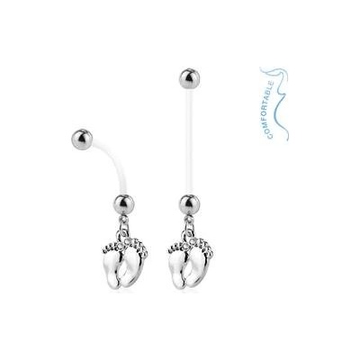 Šperky4U těhotenský piercing do pupíku stopy WP01084-ST