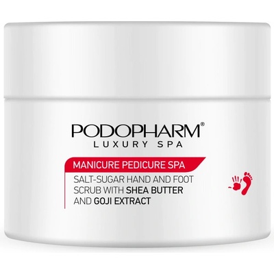 PODOPHARM solný a cukrový peeling na ruce a nohy s bambuckým máslem a goji 300 g