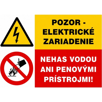 PHT a.s. Samolepka Pozor elektrické zariadenie, nehas vodou