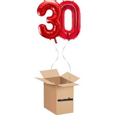 HeliumKing Balónový box Narodeninové číslo 30 červený 86 cm