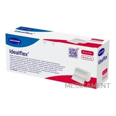 Idealflex obväz elastický krátkoťažný 85% 6 cm x 5 m 332010 inov.2024 10 ks