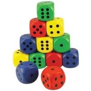 Bigjigs Toys - Дървено зарче - Различни цветове - detence